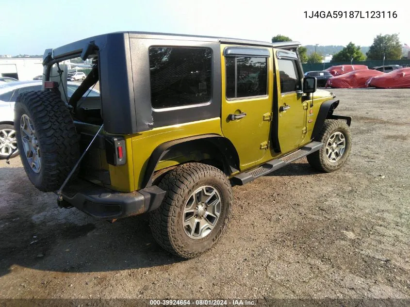 1J4GA59187L123116 2007 Jeep Wrangler Unlimited Sahara