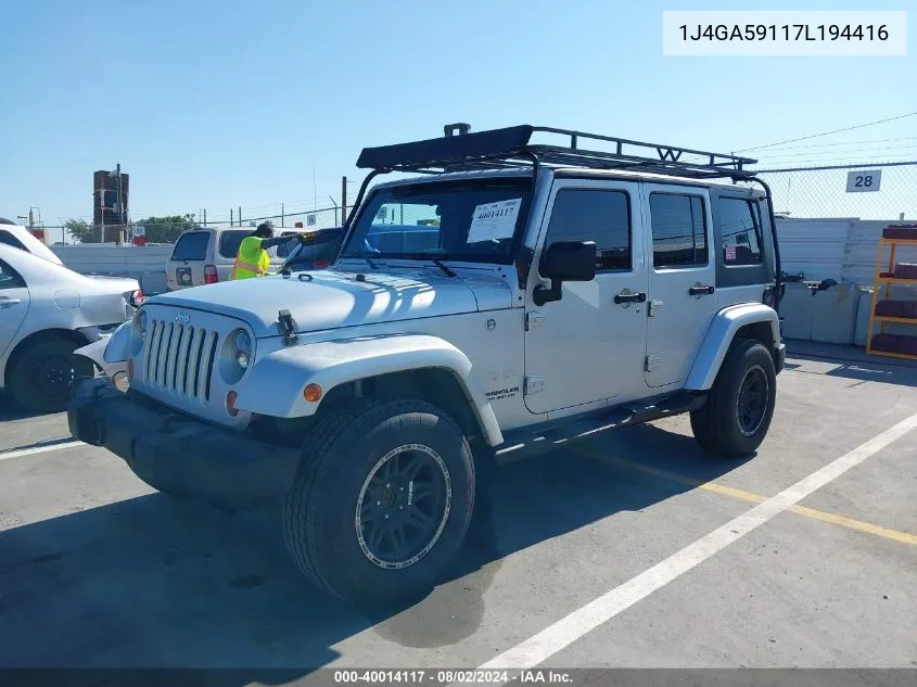 2007 Jeep Wrangler Unlimited Sahara VIN: 1J4GA59117L194416 Lot: 40014117