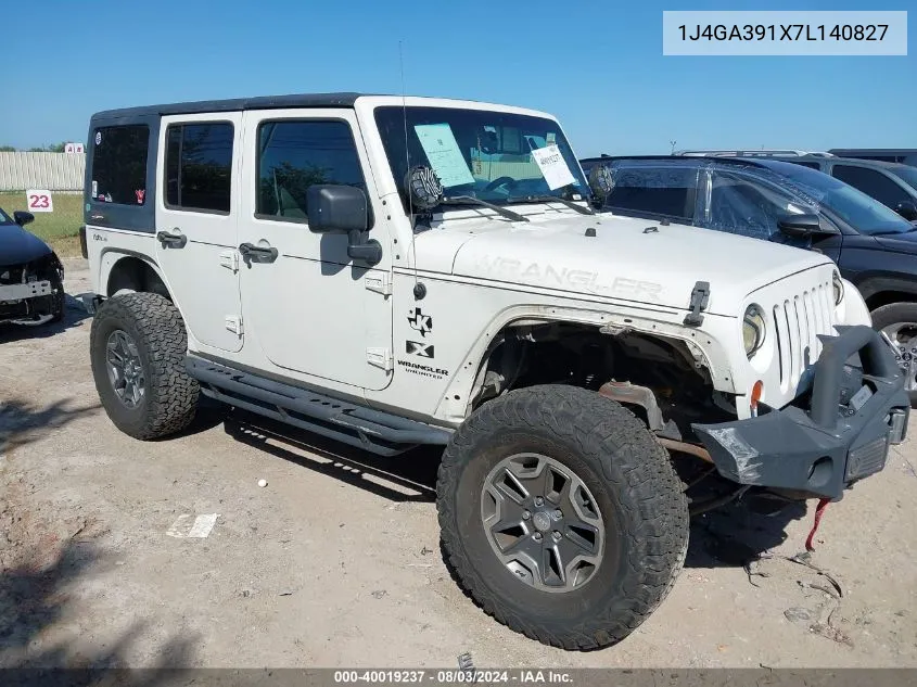 2007 Jeep Wrangler Unlimited X VIN: 1J4GA391X7L140827 Lot: 40019237