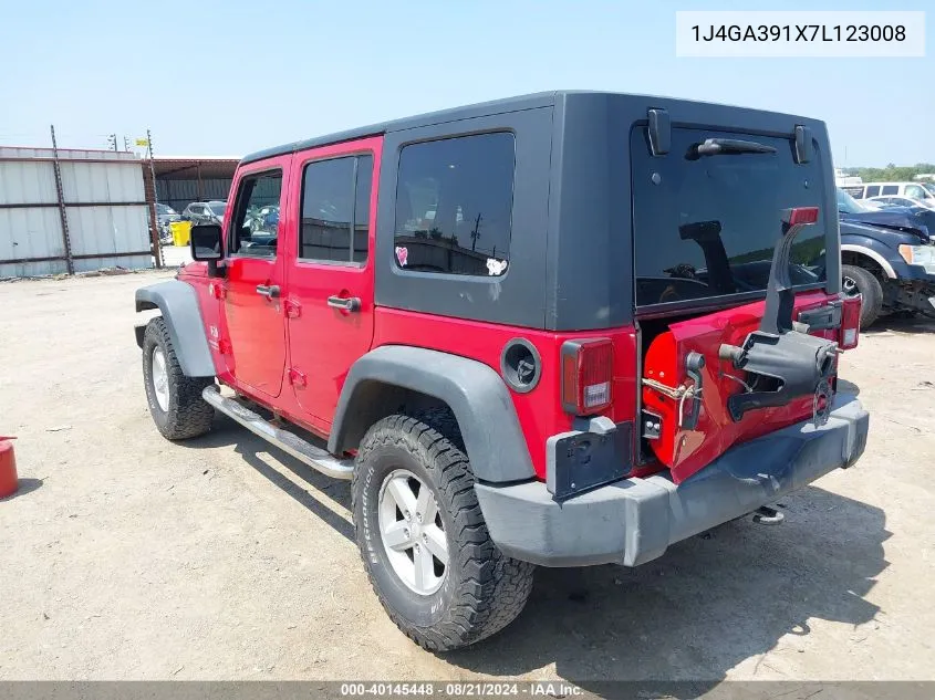 2007 Jeep Wrangler Unlimited X VIN: 1J4GA391X7L123008 Lot: 40145448