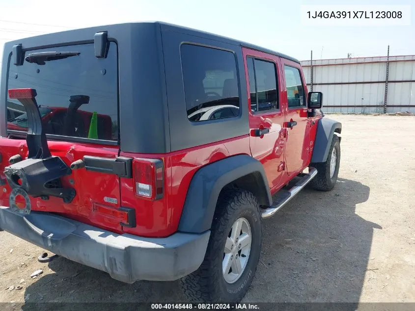 2007 Jeep Wrangler Unlimited X VIN: 1J4GA391X7L123008 Lot: 40145448