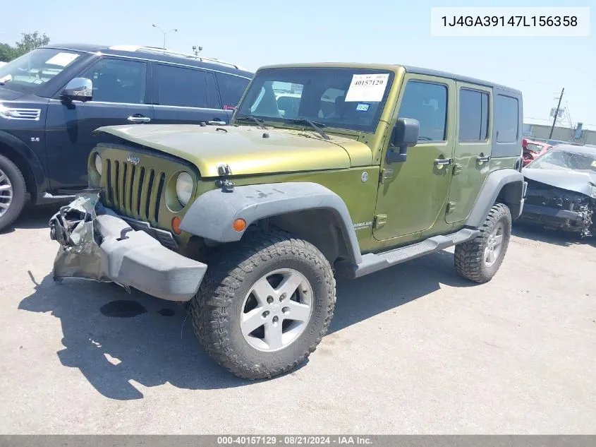 2007 Jeep Wrangler X VIN: 1J4GA39147L156358 Lot: 40157129