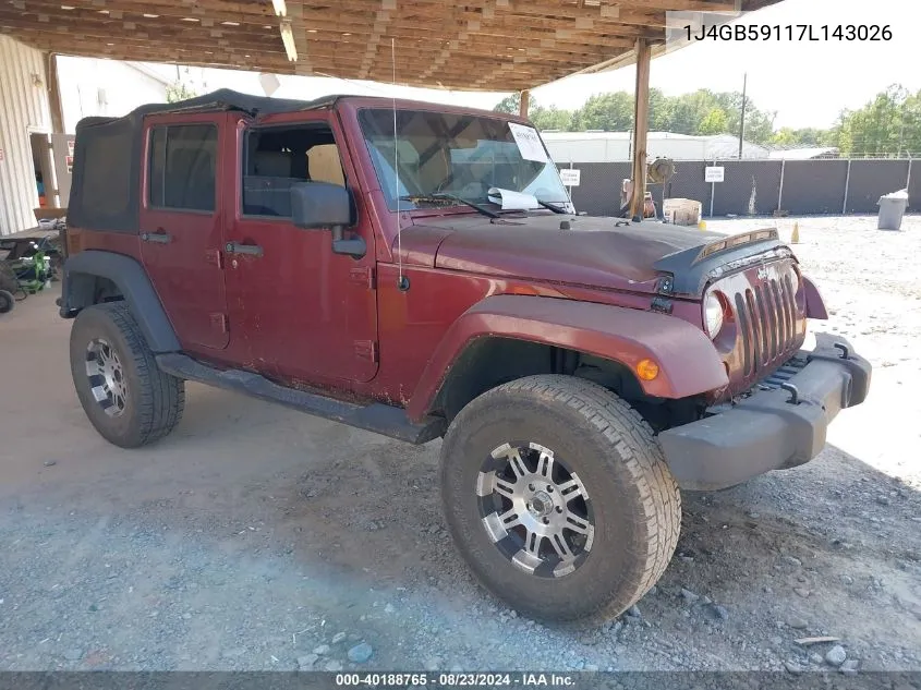 2007 Jeep Wrangler Unlimited Sahara VIN: 1J4GB59117L143026 Lot: 40188765