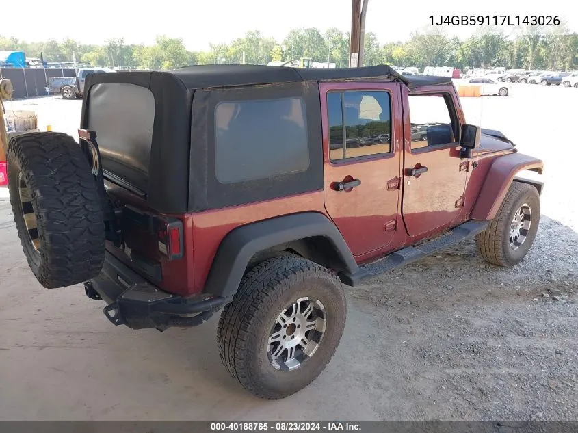 1J4GB59117L143026 2007 Jeep Wrangler Unlimited Sahara