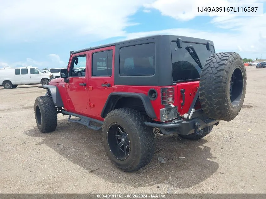 1J4GA39167L116587 2007 Jeep Wrangler Unlimited X