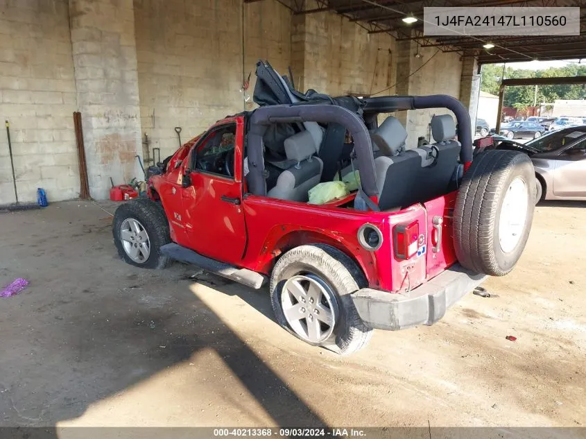 2007 Jeep Wrangler X VIN: 1J4FA24147L110560 Lot: 40213368