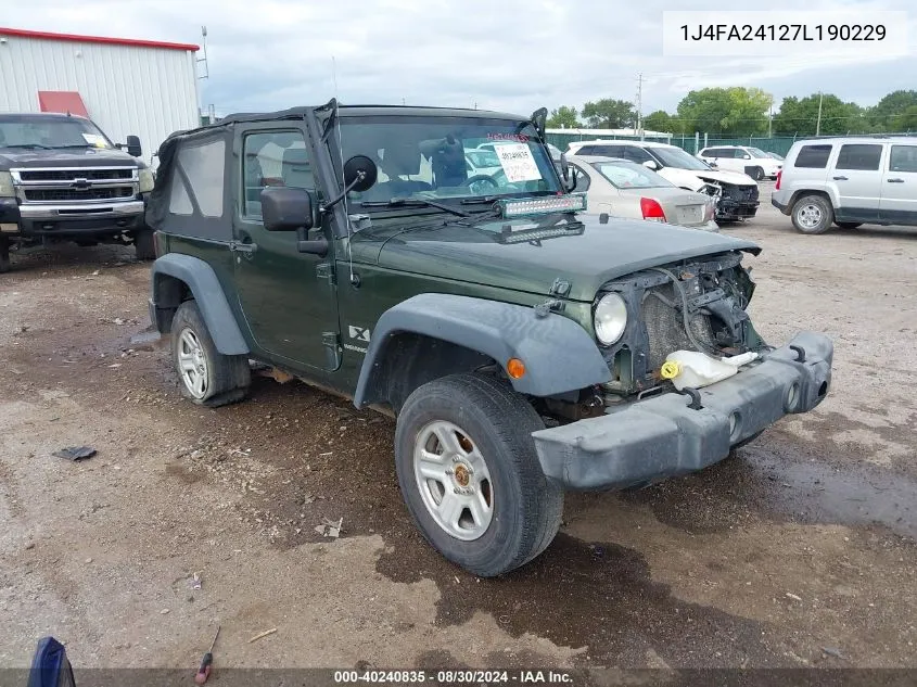 2007 Jeep Wrangler X VIN: 1J4FA24127L190229 Lot: 40240835