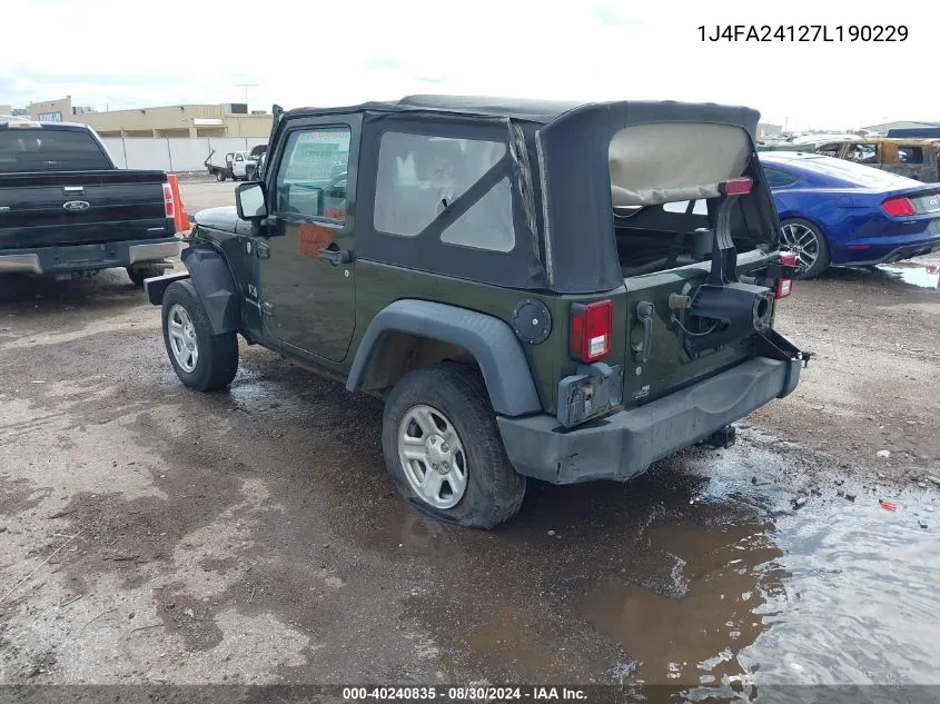 2007 Jeep Wrangler X VIN: 1J4FA24127L190229 Lot: 40240835