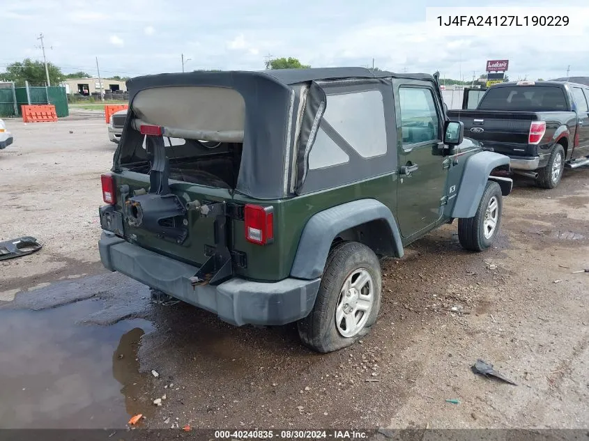 2007 Jeep Wrangler X VIN: 1J4FA24127L190229 Lot: 40240835