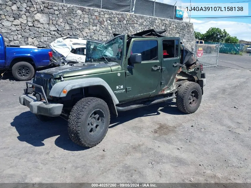 1J4GA39107L158138 2007 Jeep Wrangler Unlimited X