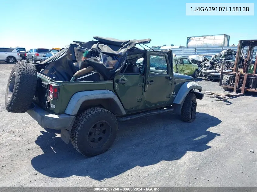 2007 Jeep Wrangler Unlimited X VIN: 1J4GA39107L158138 Lot: 40257260