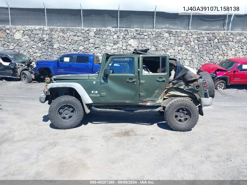 1J4GA39107L158138 2007 Jeep Wrangler Unlimited X