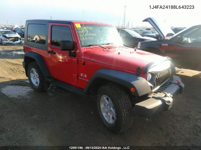 1J4FA24188L643223 2008 Jeep Wrangler X