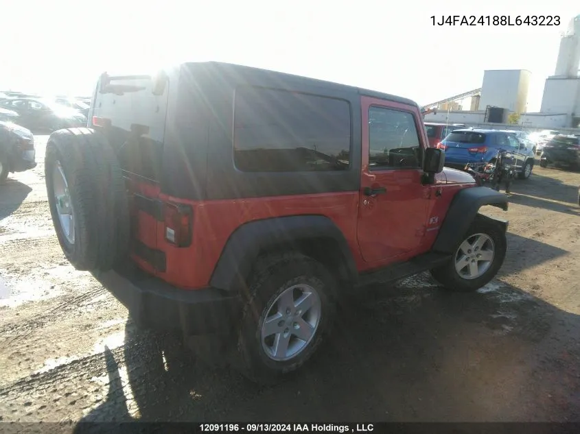 1J4FA24188L643223 2008 Jeep Wrangler X