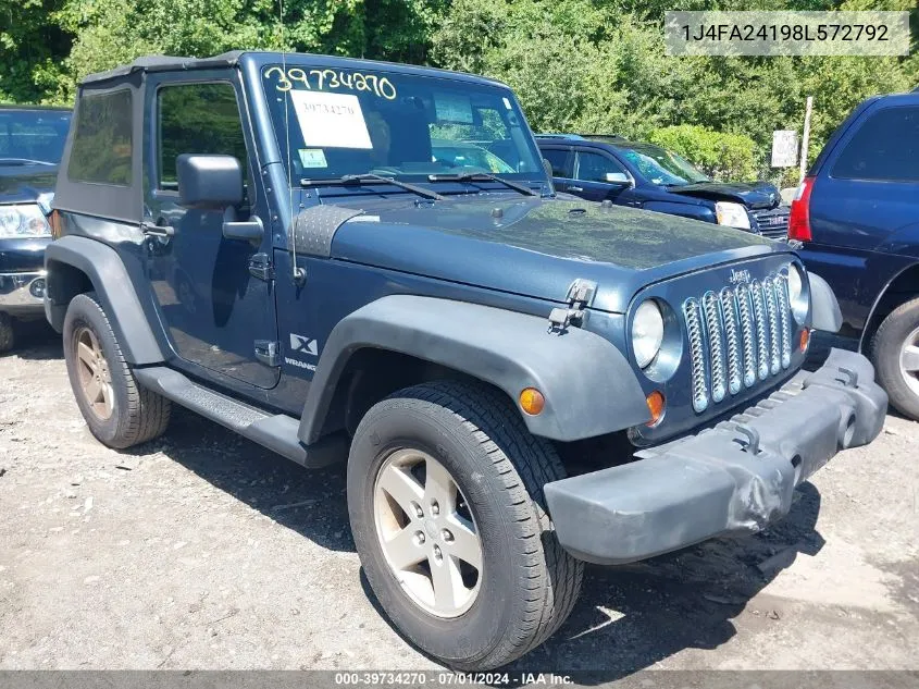 2008 Jeep Wrangler X VIN: 1J4FA24198L572792 Lot: 39734270