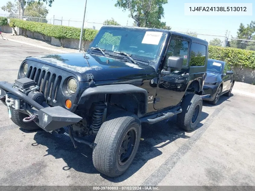 2008 Jeep Wrangler X VIN: 1J4FA24138L513012 Lot: 39780803