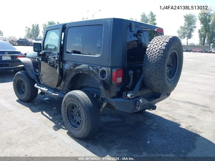 2008 Jeep Wrangler X VIN: 1J4FA24138L513012 Lot: 39780803