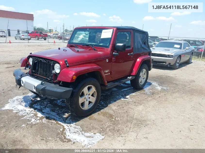 2008 Jeep Wrangler Sahara VIN: 1J8FA54118L567148 Lot: 39805221