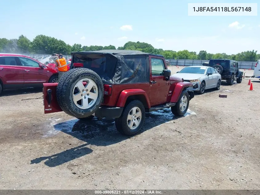 2008 Jeep Wrangler Sahara VIN: 1J8FA54118L567148 Lot: 39805221