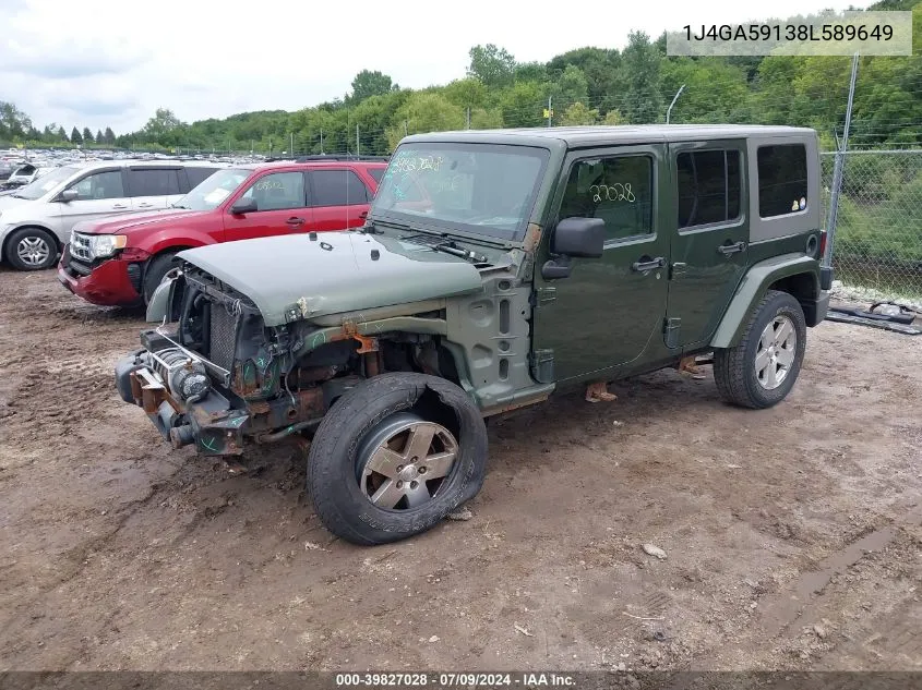 1J4GA59138L589649 2008 Jeep Wrangler Unlimited Sahara