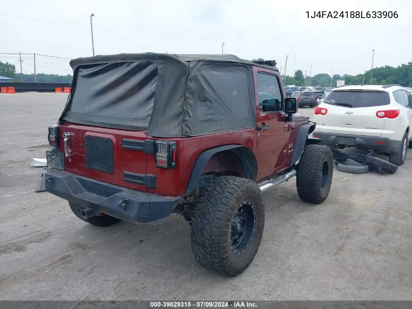 2008 Jeep Wrangler X VIN: 1J4FA24188L633906 Lot: 39829315