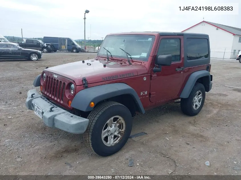 2008 Jeep Wrangler X VIN: 1J4FA24198L608383 Lot: 39843280