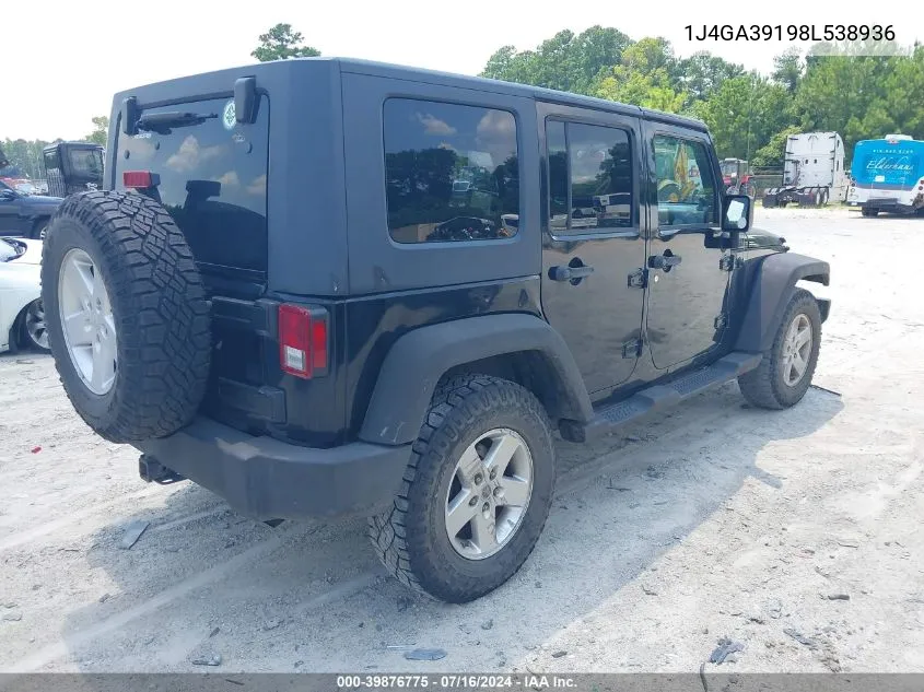 2008 Jeep Wrangler Unlimited X VIN: 1J4GA39198L538936 Lot: 39876775