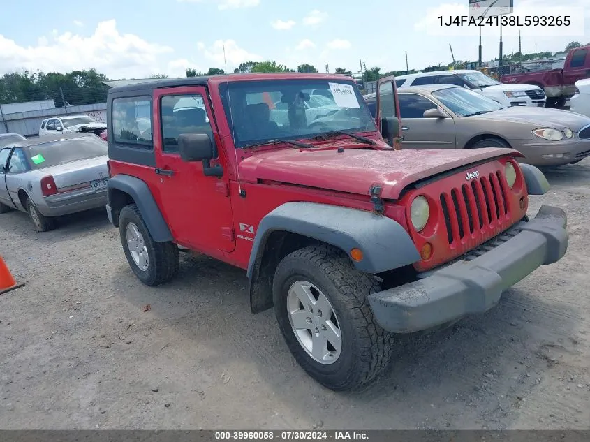 2008 Jeep Wrangler X VIN: 1J4FA24138L593265 Lot: 39960058