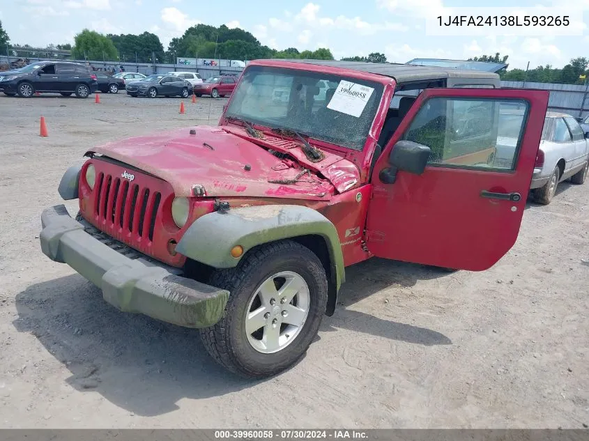 1J4FA24138L593265 2008 Jeep Wrangler X