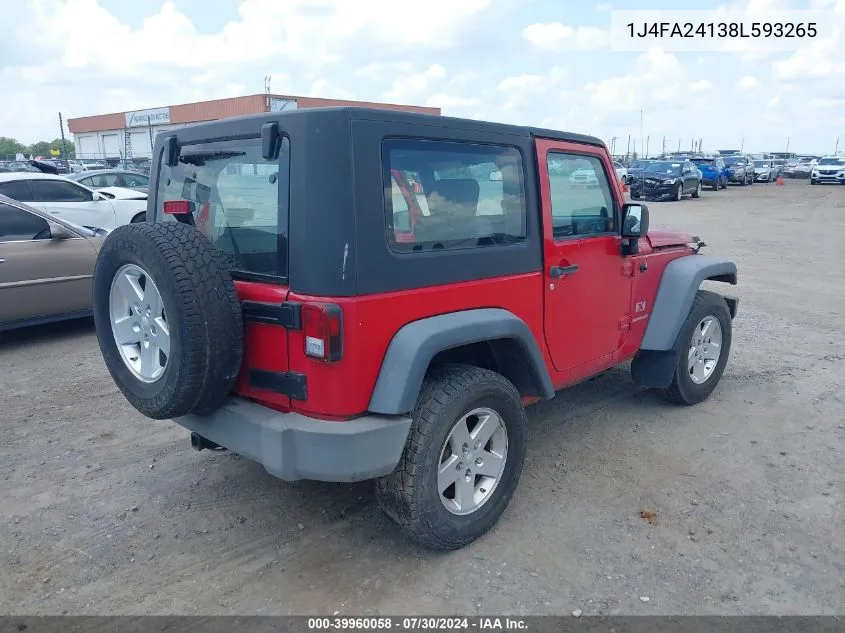 1J4FA24138L593265 2008 Jeep Wrangler X