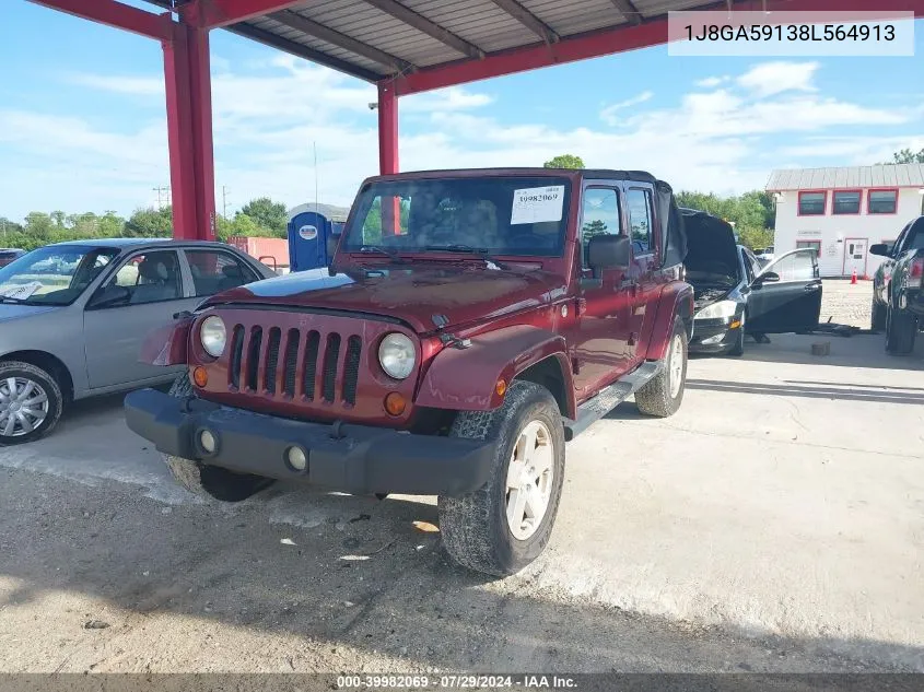 1J8GA59138L564913 2008 Jeep Wrangler Unlimited Sahara