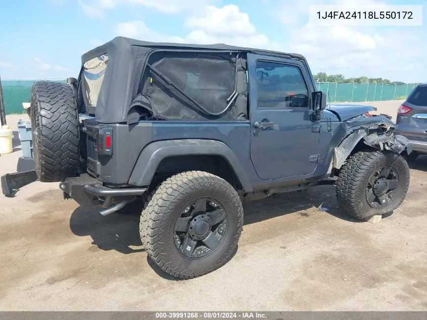 2008 Jeep Wrangler X VIN: 1J4FA24118L550172 Lot: 39991268