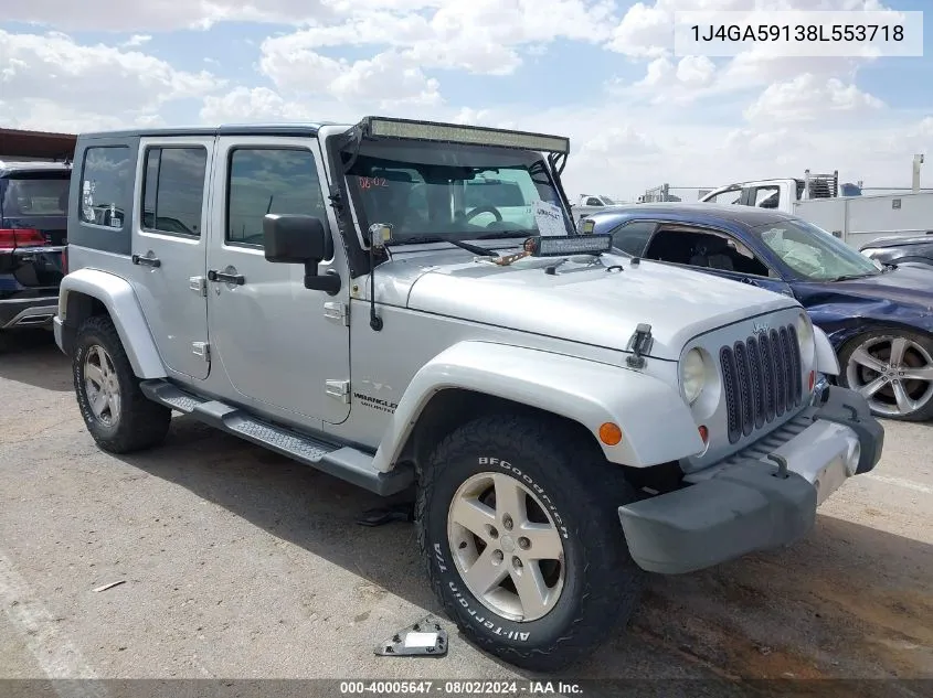 2008 Jeep Wrangler Unlimited Sahara VIN: 1J4GA59138L553718 Lot: 40005647