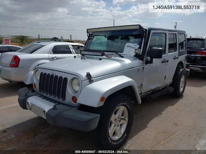 1J4GA59138L553718 2008 Jeep Wrangler Unlimited Sahara