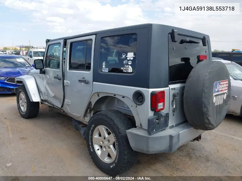 1J4GA59138L553718 2008 Jeep Wrangler Unlimited Sahara