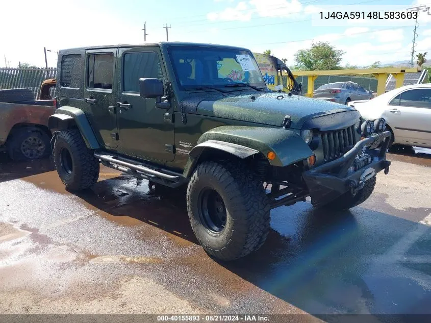 1J4GA59148L583603 2008 Jeep Wrangler Unlimited Sahara