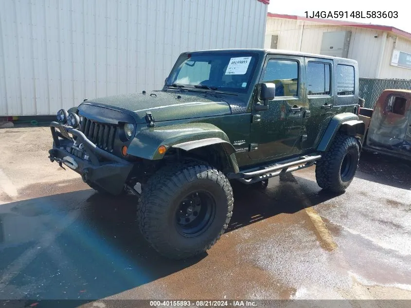 1J4GA59148L583603 2008 Jeep Wrangler Unlimited Sahara