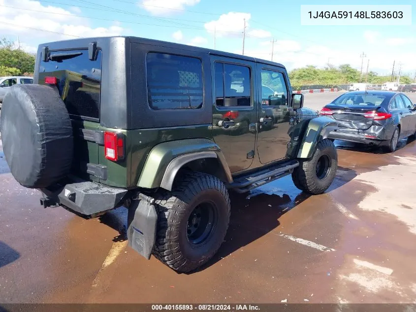 2008 Jeep Wrangler Unlimited Sahara VIN: 1J4GA59148L583603 Lot: 40155893