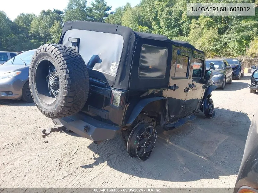 1J4GA59168L603012 2008 Jeep Wrangler Unlimited Sahara