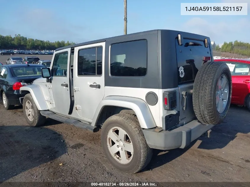 2008 Jeep Wrangler Unlimited Sahara VIN: 1J4GA59158L521157 Lot: 40182734