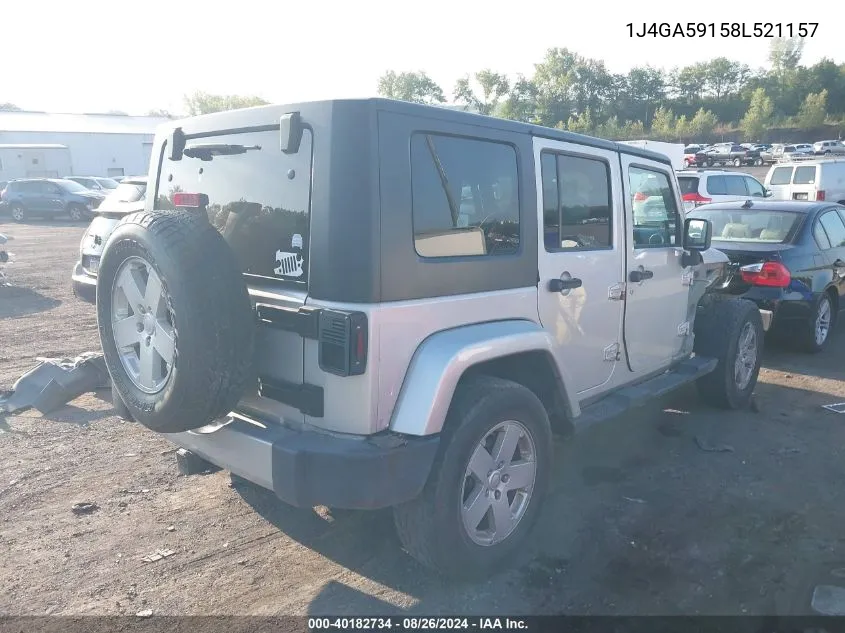 1J4GA59158L521157 2008 Jeep Wrangler Unlimited Sahara