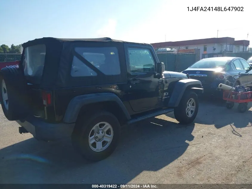 1J4FA24148L647902 2008 Jeep Wrangler X