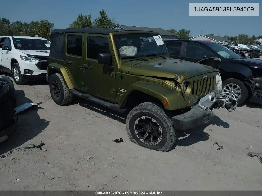 1J4GA59138L594009 2008 Jeep Wrangler Unlimited Sahara