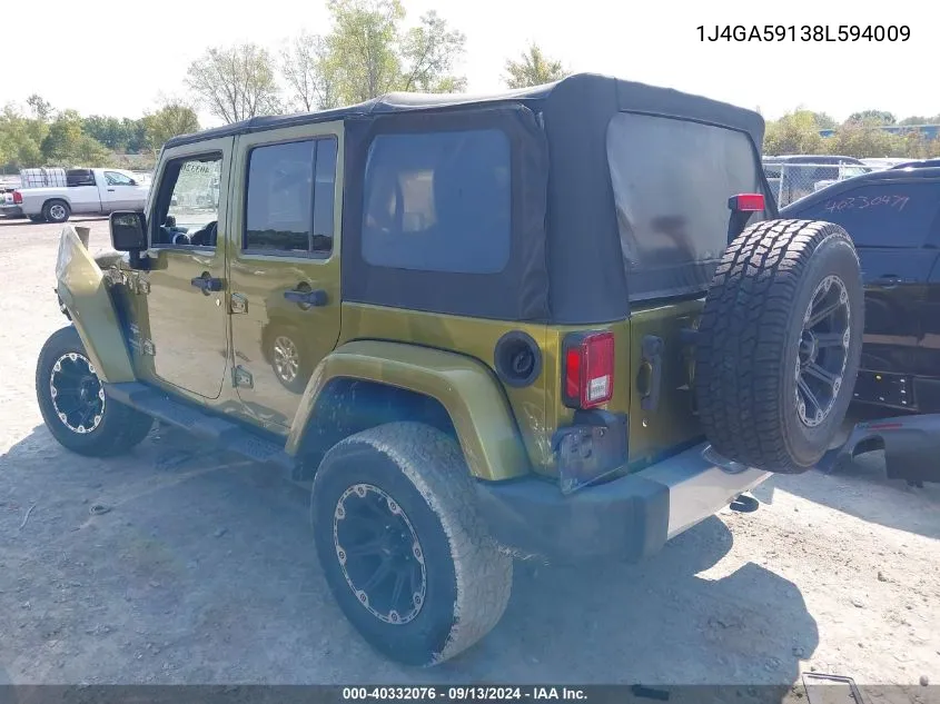 2008 Jeep Wrangler Unlimited Sahara VIN: 1J4GA59138L594009 Lot: 40332076