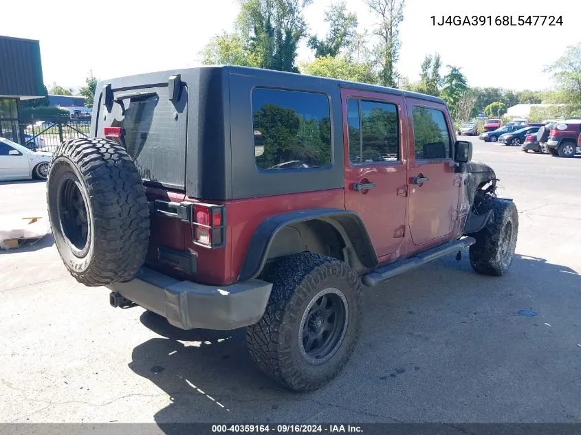 1J4GA39168L547724 2008 Jeep Wrangler Unlimited X