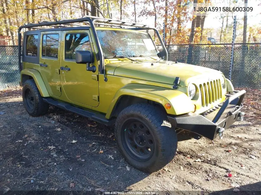 1J8GA59158L600309 2008 Jeep Wrangler Unlimited Sahara