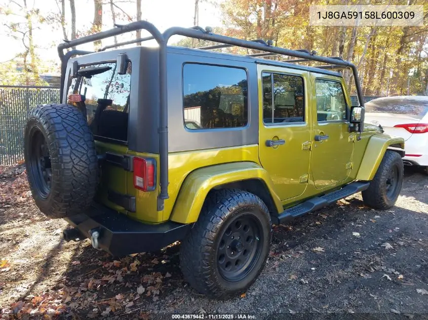 1J8GA59158L600309 2008 Jeep Wrangler Unlimited Sahara