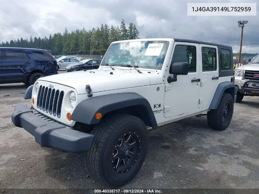 2009 Jeep Wrangler Unlimited X VIN: 1J4GA39149L752959 Lot: 40335717