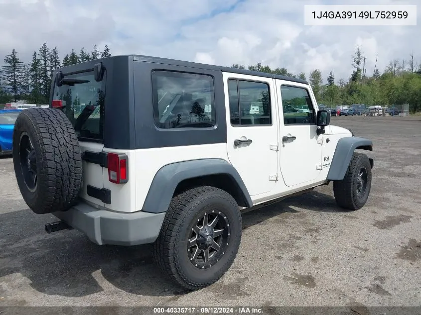 2009 Jeep Wrangler Unlimited X VIN: 1J4GA39149L752959 Lot: 40335717