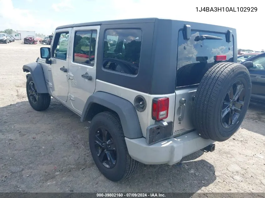 2010 Jeep Wrangler Unlimited Sport VIN: 1J4BA3H10AL102929 Lot: 39802160